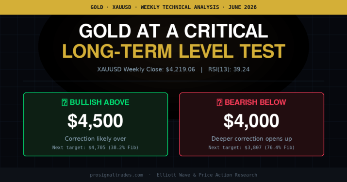 gold xauusd price analysis key level test bullish 4500 bearish 4000 june 2026
